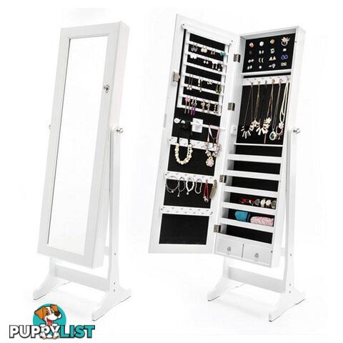 131Cm Mirror Jewellery Cabinet 2X Drawer Lowe White - Unbranded - 9352338008724