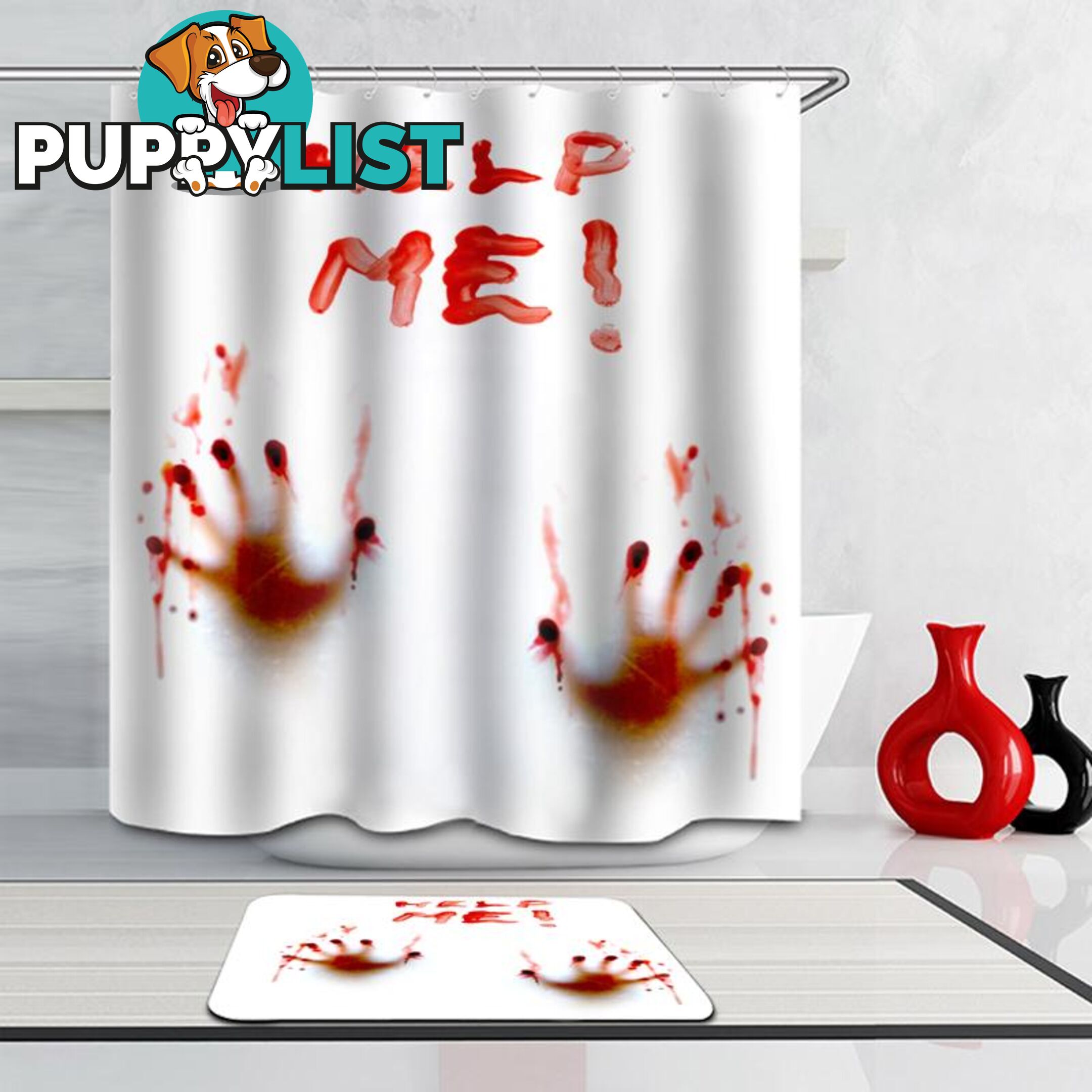 "Help Me(!)" Bloody Hands Shower Curtain - Curtain - 7427005917240