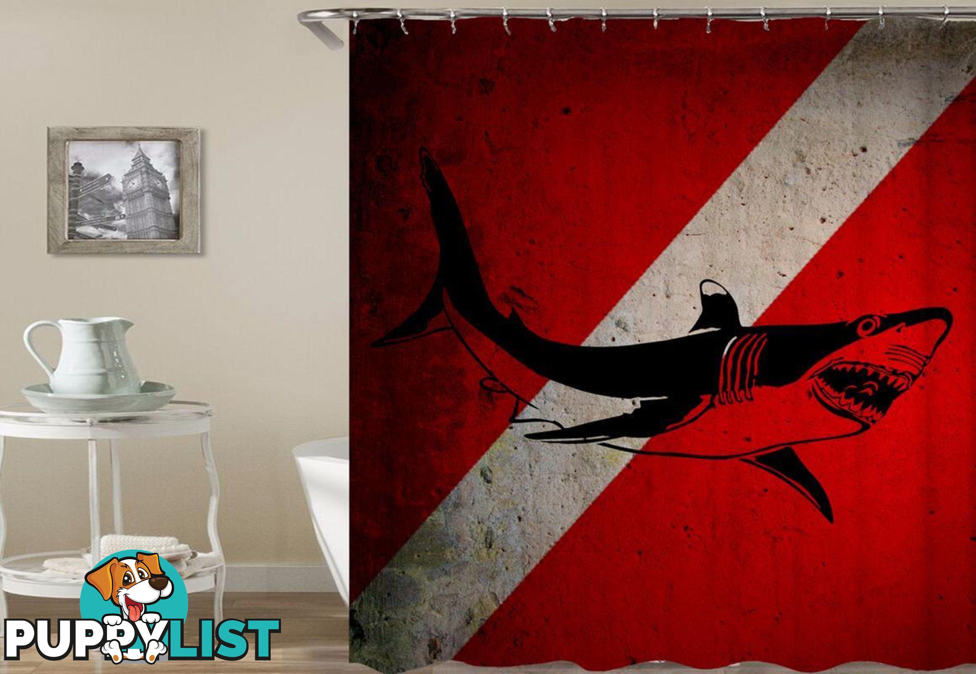 Shark Danger Shower Curtain - Curtain - 7427046044653