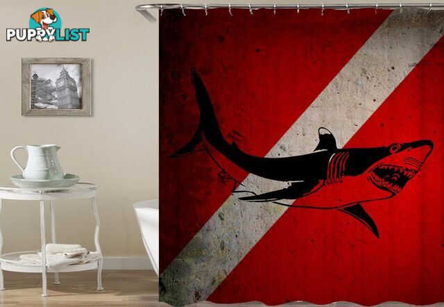 Shark Danger Shower Curtain - Curtain - 7427046044653