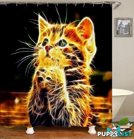 Electric Cat Shower Curtain - Curtains - 7427045923973