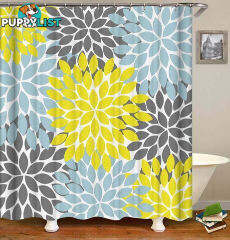 Yellow Grey And Stone Blue Shower Curtain - Curtain - 7427046136372