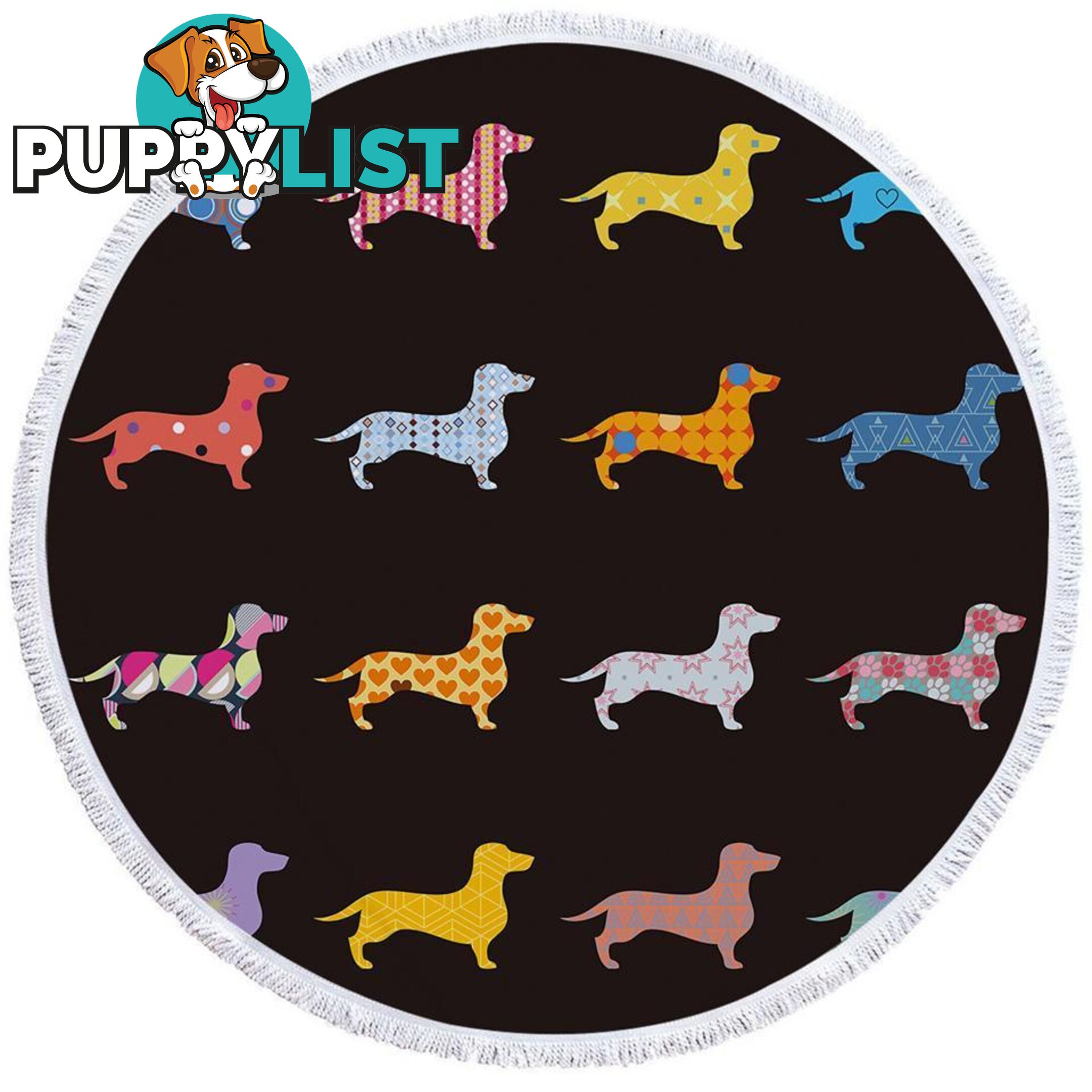 Multi Pattern Dachshund Dogs Beach Towel - Towel - 7427046311229