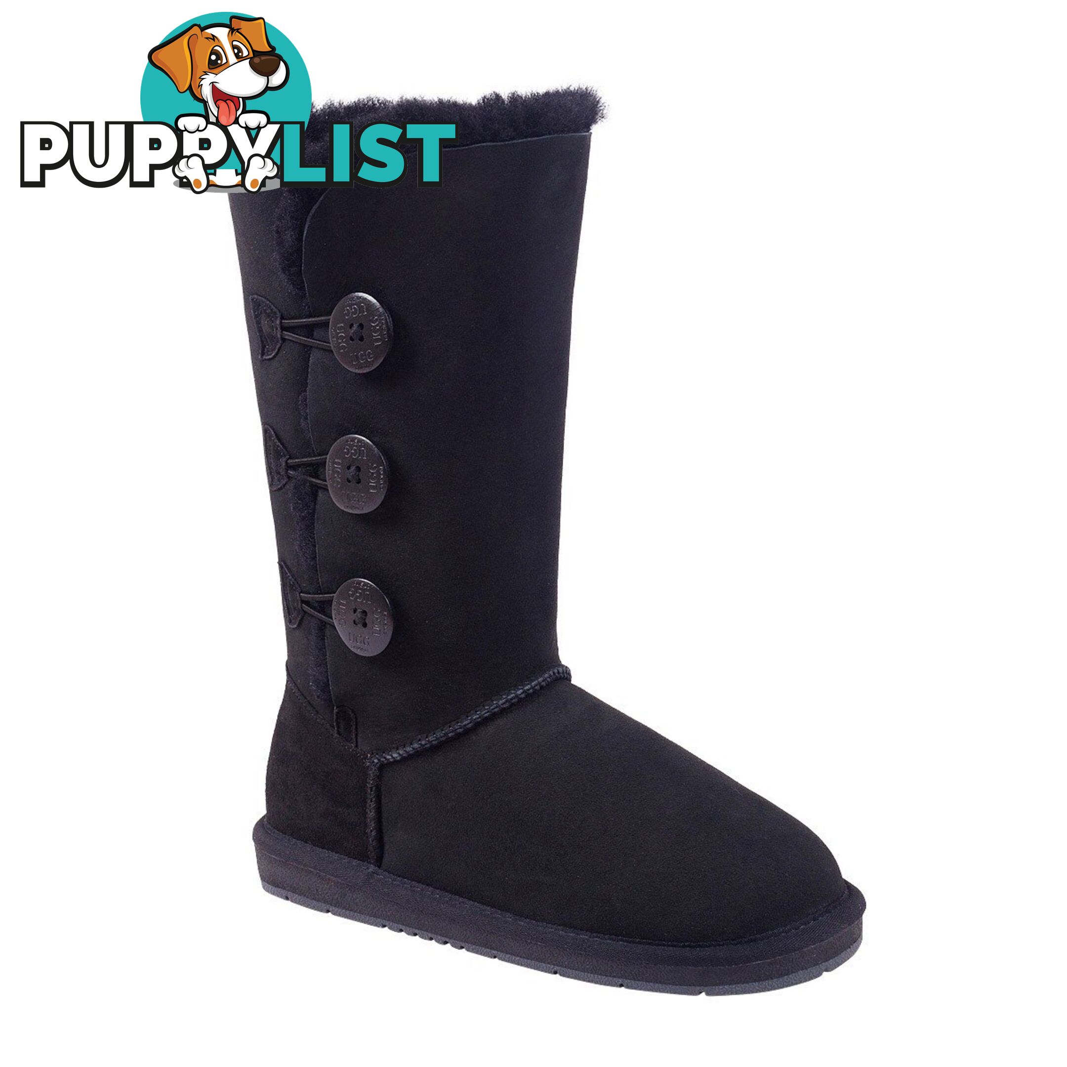 UGGS 3 Button Tall Sheepskin Cassidy 1873 Unisex Black - UGG - 822427508316