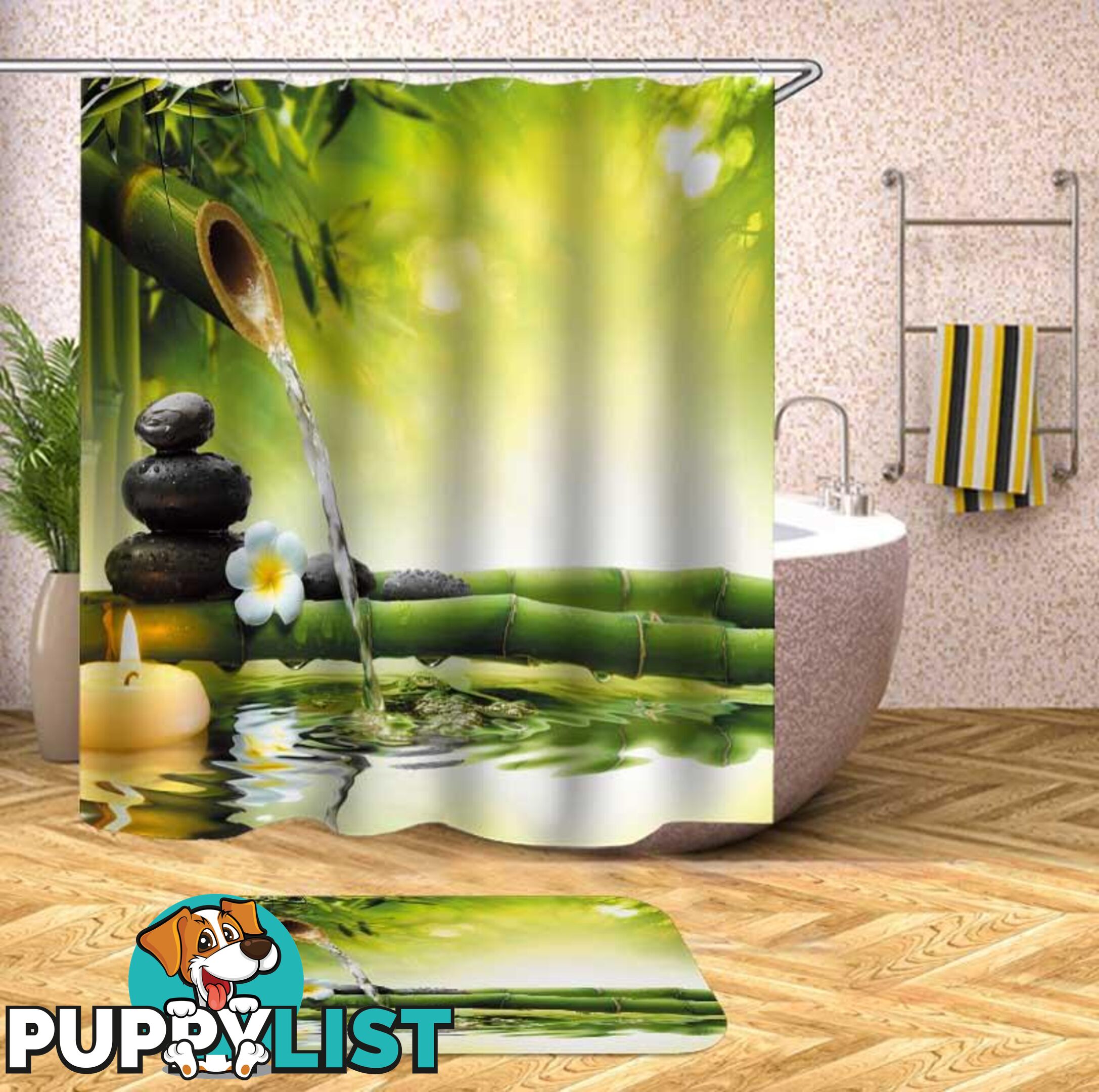 Water Trickle Bamboo Shower Curtain - Curtain - 7427046101288