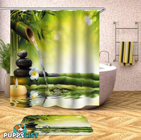 Water Trickle Bamboo Shower Curtain - Curtain - 7427046101288