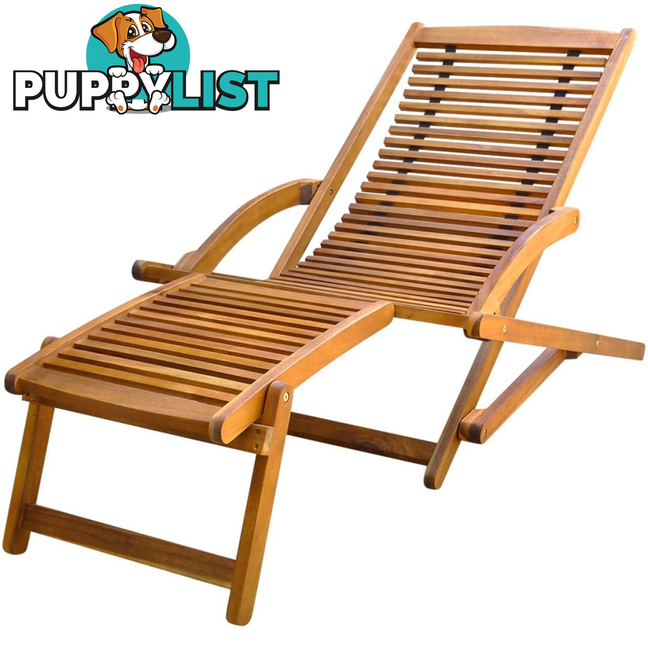 Acacia Wood Deck Chair with Footrest - Unbranded - 4326500416421