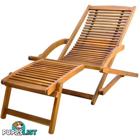 Acacia Wood Deck Chair with Footrest - Unbranded - 4326500416421