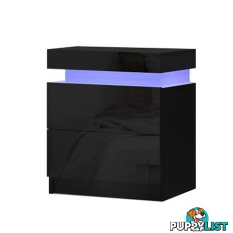 Bedside Tables Side Table Drawers Rgb Led High Gloss Nightstand - Artiss - 9355720047394