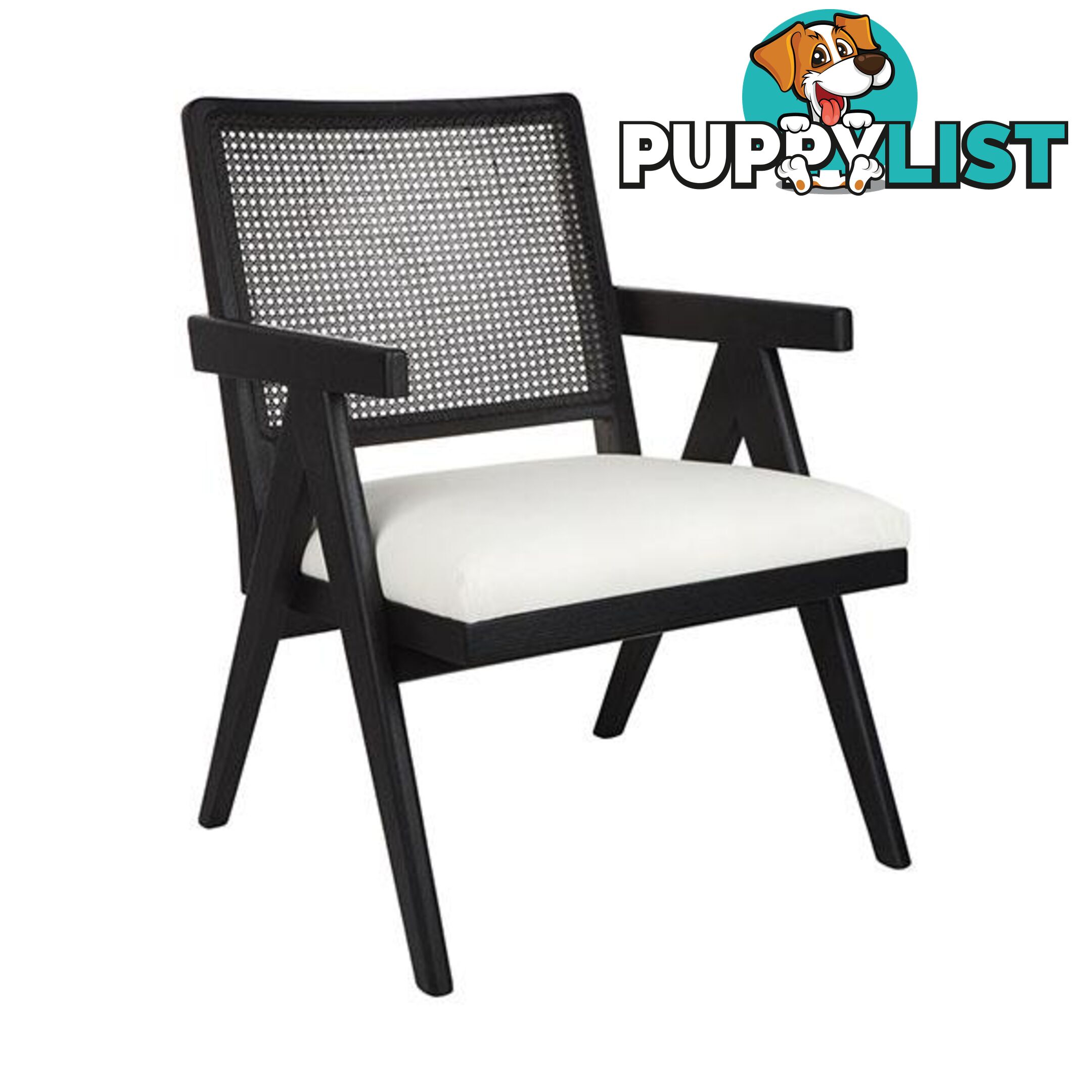 The Imperial Arm Chair Black Frame With White Linen - Arm Chair - 9320294109236