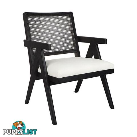 The Imperial Arm Chair Black Frame With White Linen - Arm Chair - 9320294109236