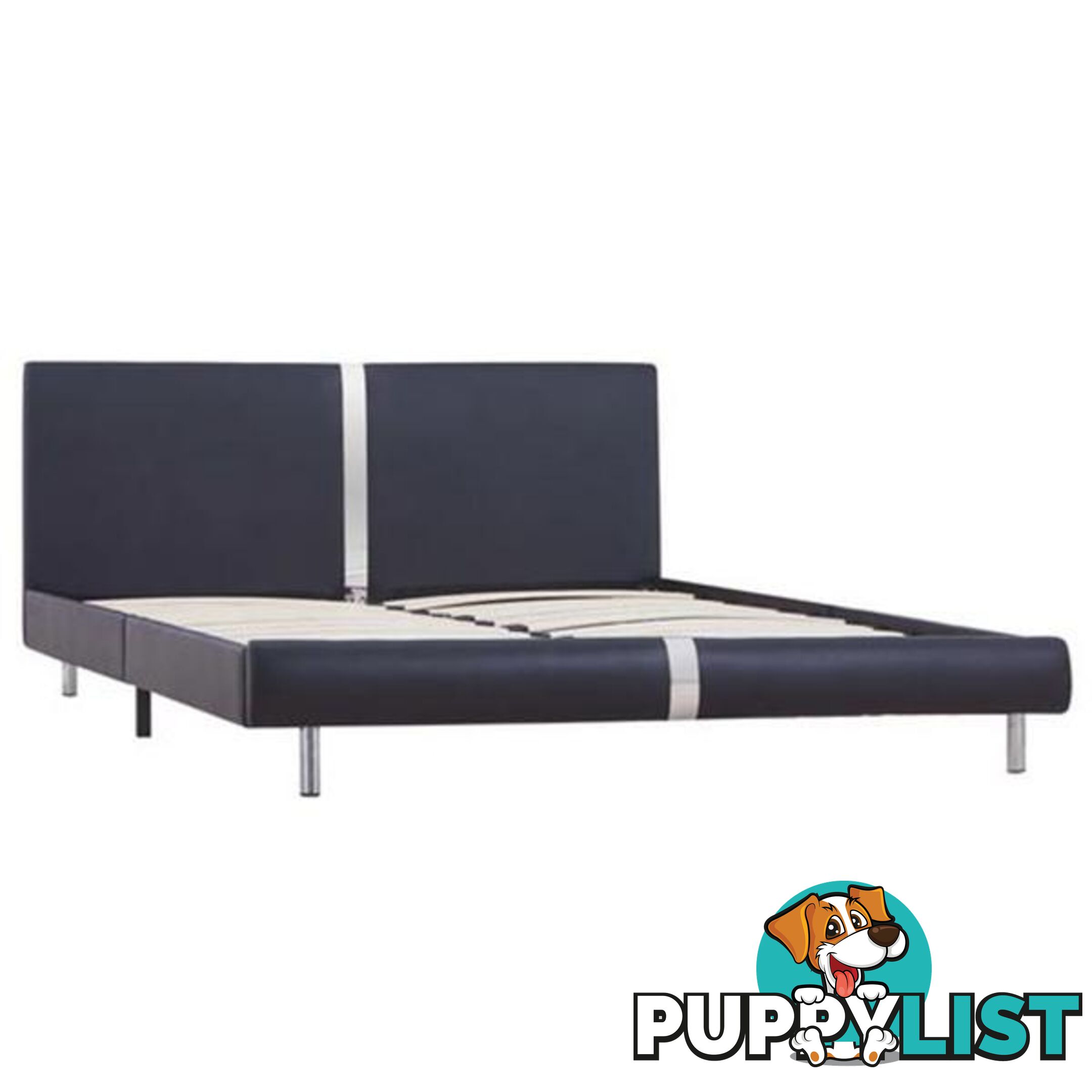 Bed Frame Black Faux Leather Queen - Unbranded - 9476062109035