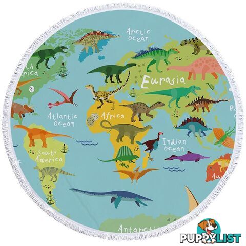 World Map Dinosaurs Beach Towel - Towel - 7427046315173