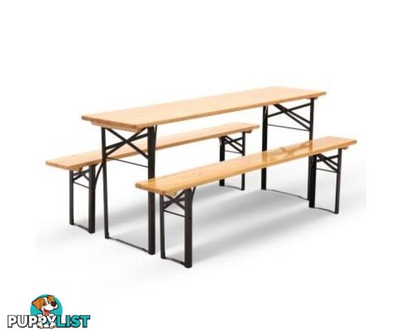 Wooden Outdoor Foldable Bench Set - Natural - Artiss - 9350062179239