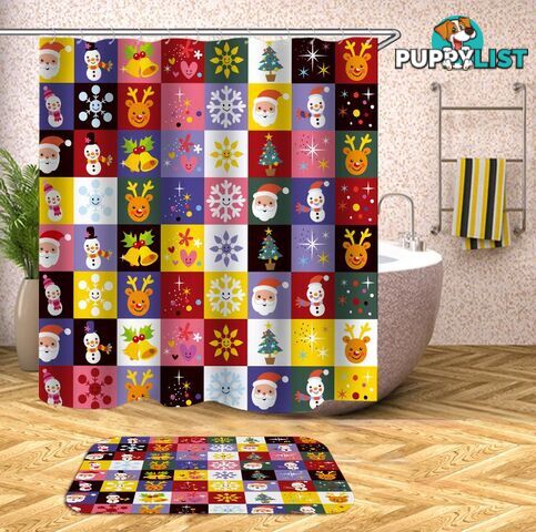 Colorful Christmas Checkers Shower Curtain - Curtain - 7427045989702