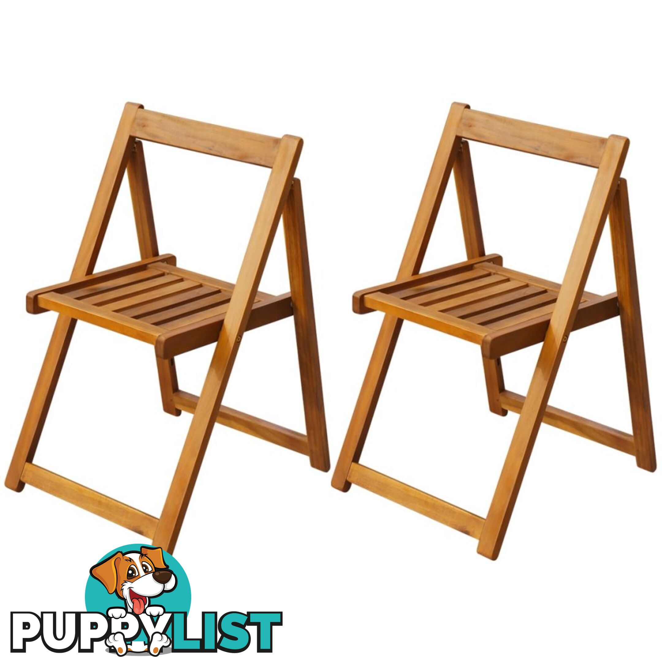 Acacia Wood Outdoor Folding Chairs (Set of 2) - Unbranded - 4326500418340