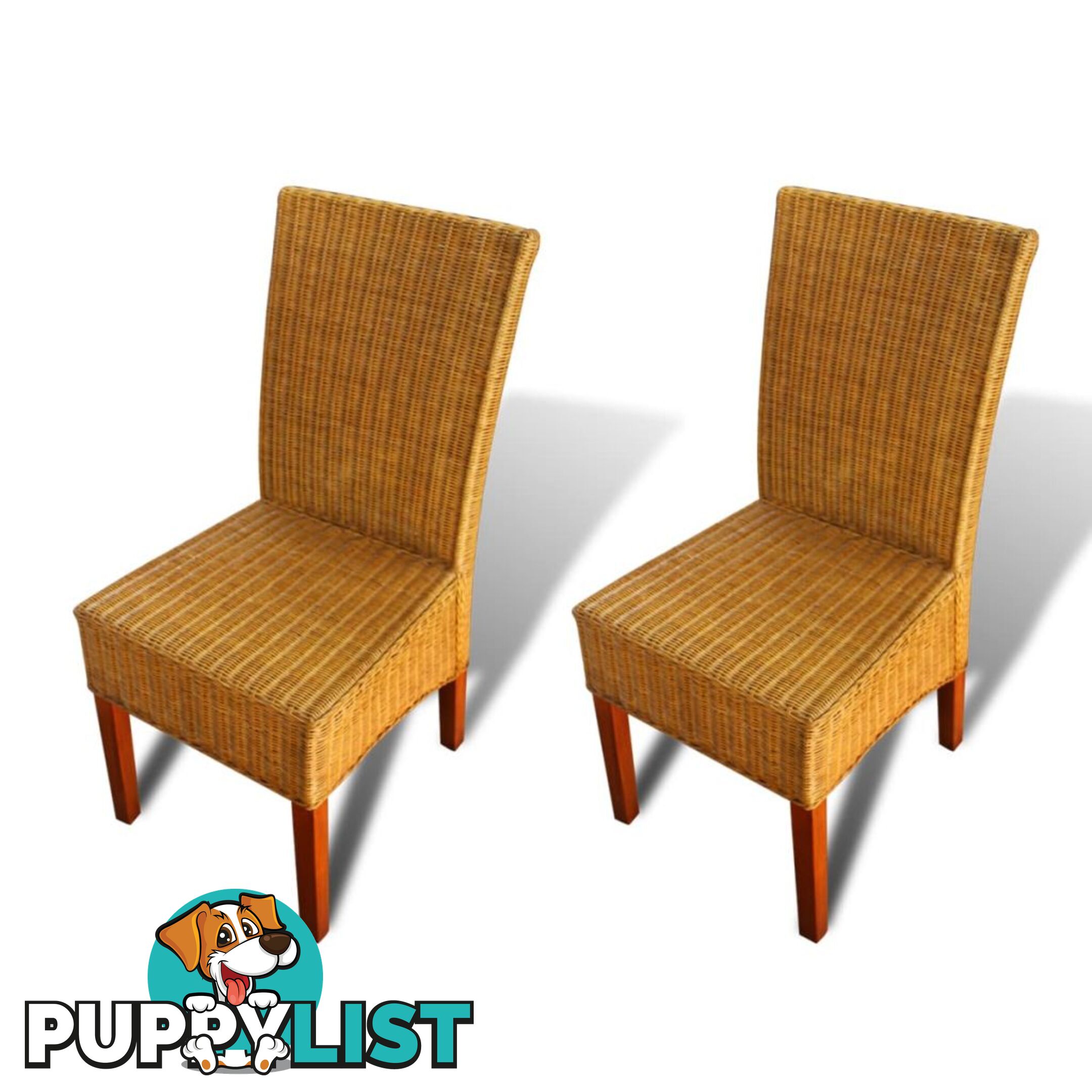 Rattan Dining Chairs - Brown (Set of 2) - Unbranded - 4326500436542