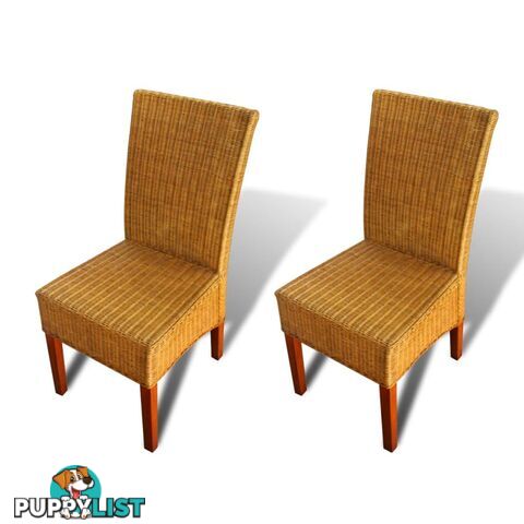 Rattan Dining Chairs - Brown (Set of 2) - Unbranded - 4326500436542