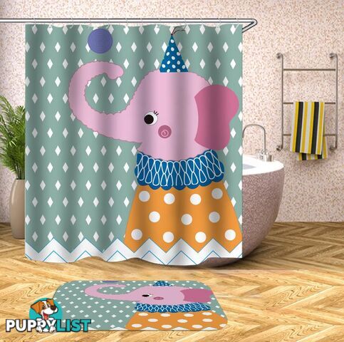 Childish Elephant Character Shower Curtain - Curtain - 7427046034654