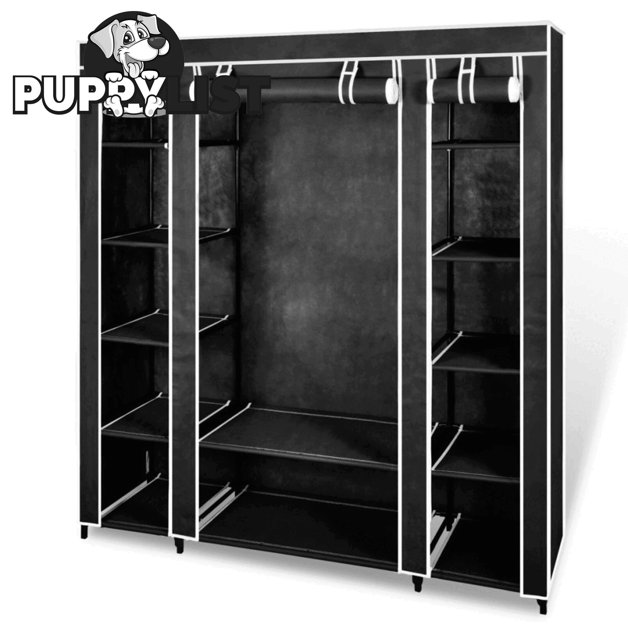 Fabric Cabinet with Compartments - Black - Unbranded - 4326500429742