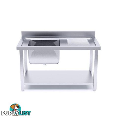 Soga 160X70X85Cm Stainless Steel Work Bench Sink Kitchen Food Prep - Soga - 9476062101046