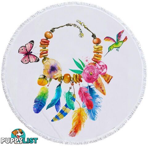 Colorful Feather Necklace Beach Towel - Towel - 7427046308052