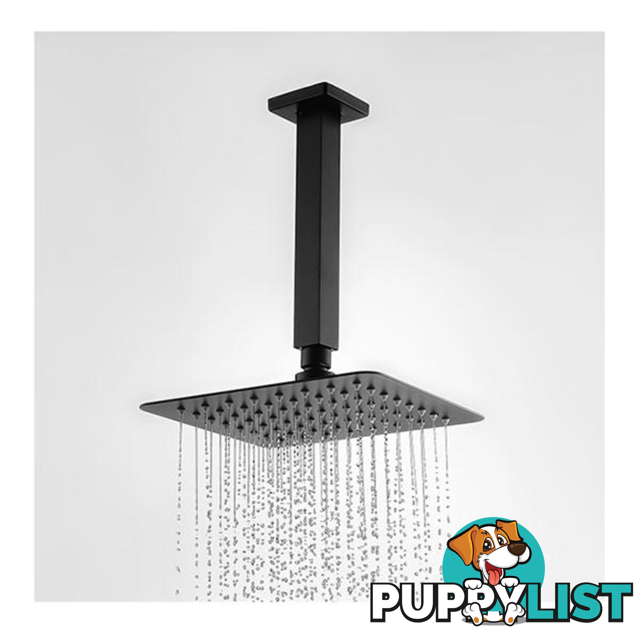 200 Mm 8 Inch Slim Square Black Rainfall Shower Head Ceiling Arm Set - Shower - 7427046204651