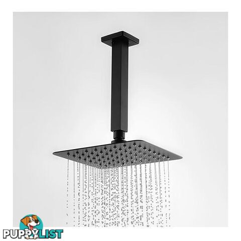 200 Mm 8 Inch Slim Square Black Rainfall Shower Head Ceiling Arm Set - Shower - 7427046204651