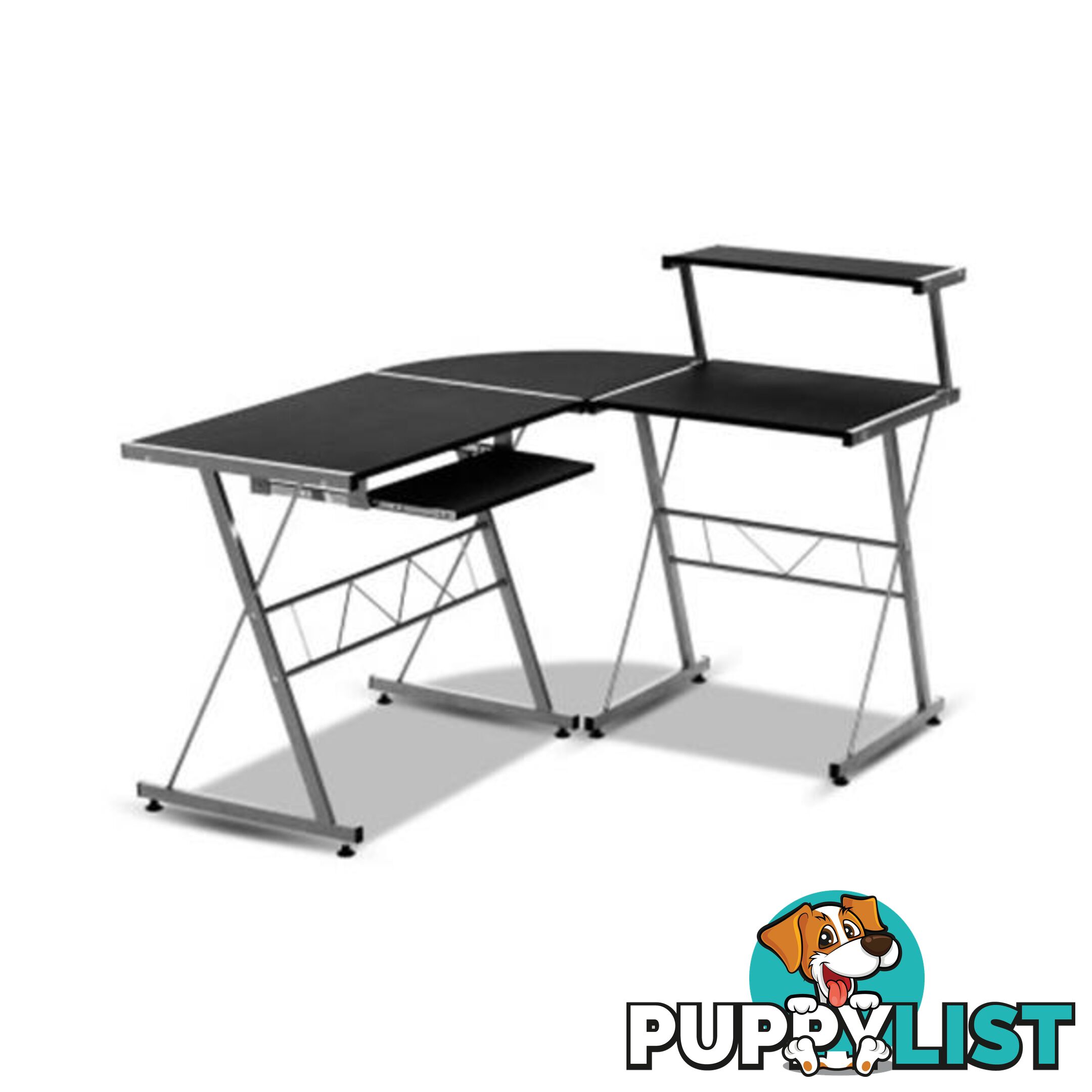 Artiss Corner Metal Pull Out Table Desk - Artiss - 7427046188067