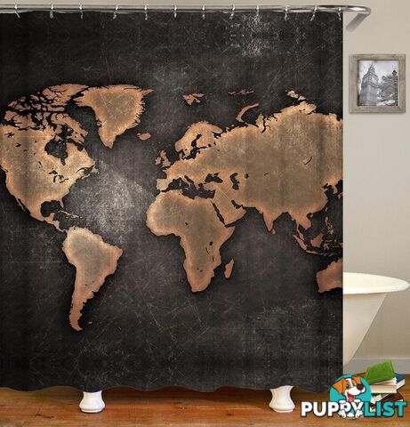 Outlines World Map Blackboard Shower Curtain - Curtain - 7427046003209