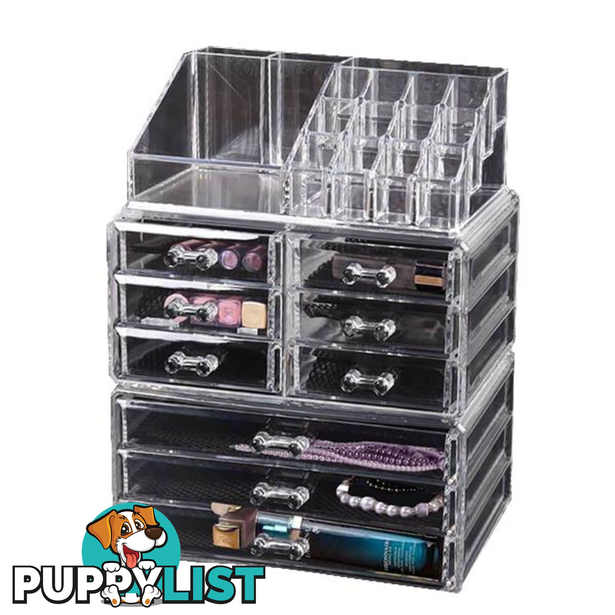 9 Drawer Clear Acrylic Cosmetic Makeup Organizer Jewellery Storage Box - Unbranded - 787976597764