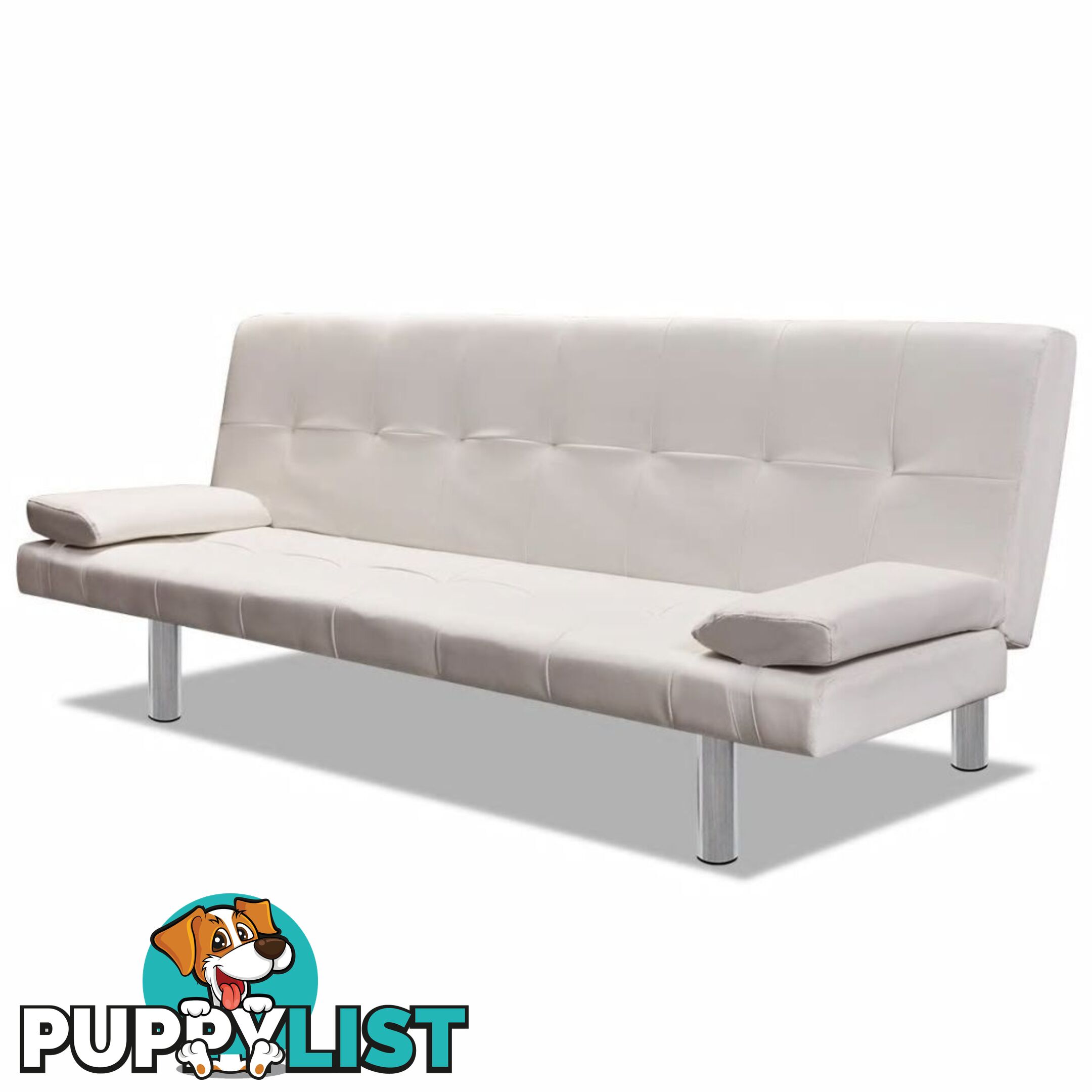 Adjustable Sofa Bed with Two Pillows - Cream White - Unbranded - 4326500433527