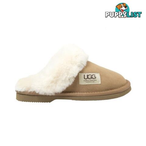 UGG Merino Sheepskin Fur Trim Scuff Memory Foam Chestnut - UGG - 822427524132