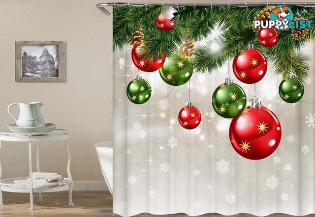 Red And Green Christmas Ornaments Shower Curtain - Curtain - 7427045990807