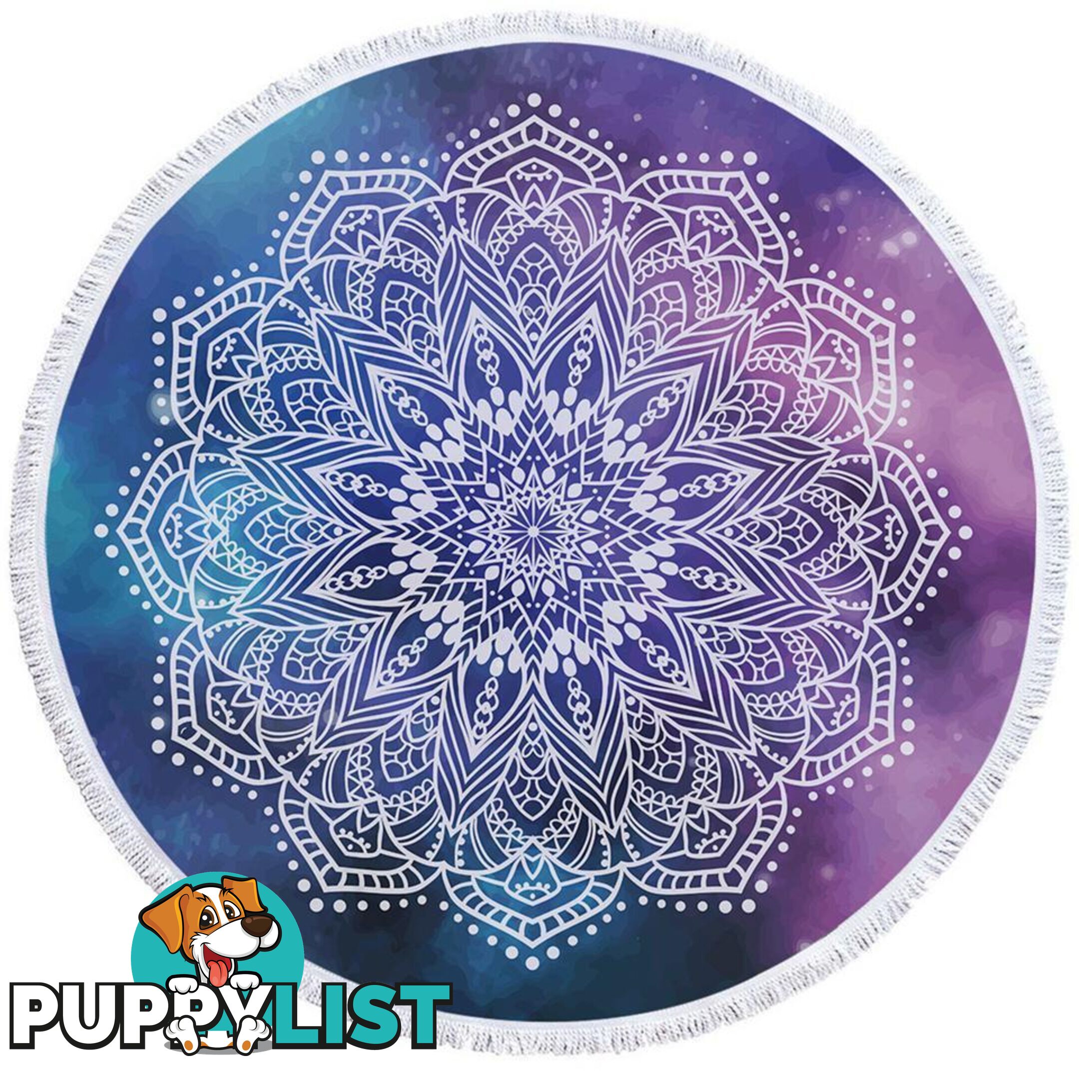 White Mandala Over Space Beach Towel - Towel - 7427046306973