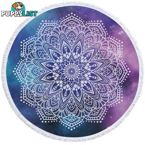 White Mandala Over Space Beach Towel - Towel - 7427046306973