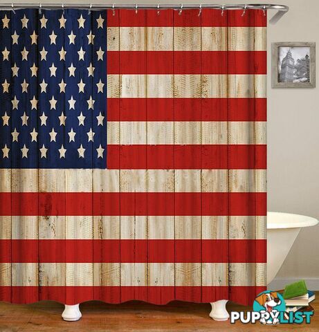 Rustic American Flag Shower Curtain - Curtain - 7427045914315