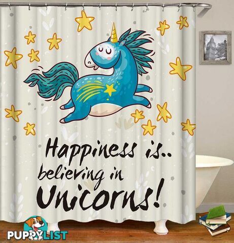 Unicorn And Stars Shower Curtain - Curtain - 7427046091855