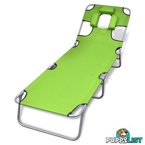 Sun Lounger With Head Cushion and Adjustable Backrest - Apple Green - Unbranded - 4326500415745