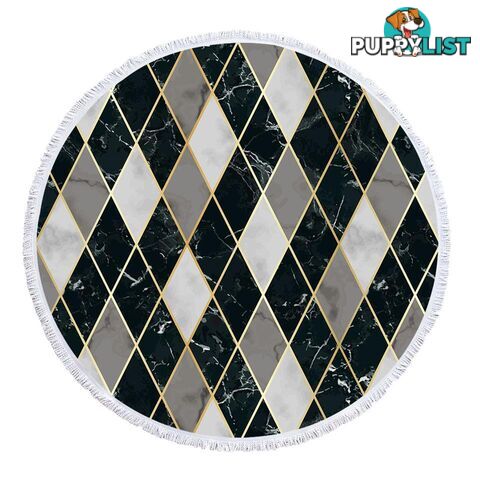 Black and Grey Geometric Shape Marble Beach Towel - Towel - 7427046341233