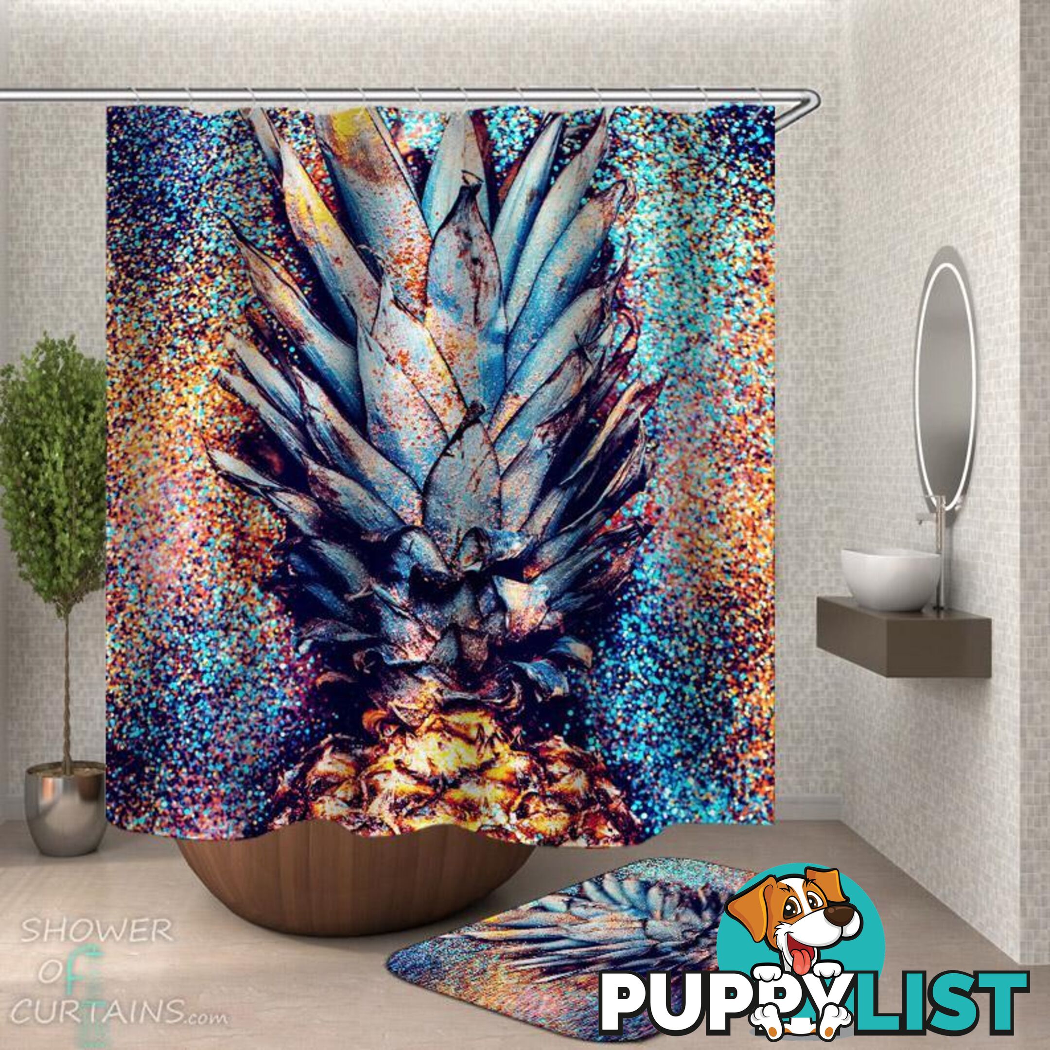 Shower Curtains with Pineapple Crown - Curtain - 7427046301510