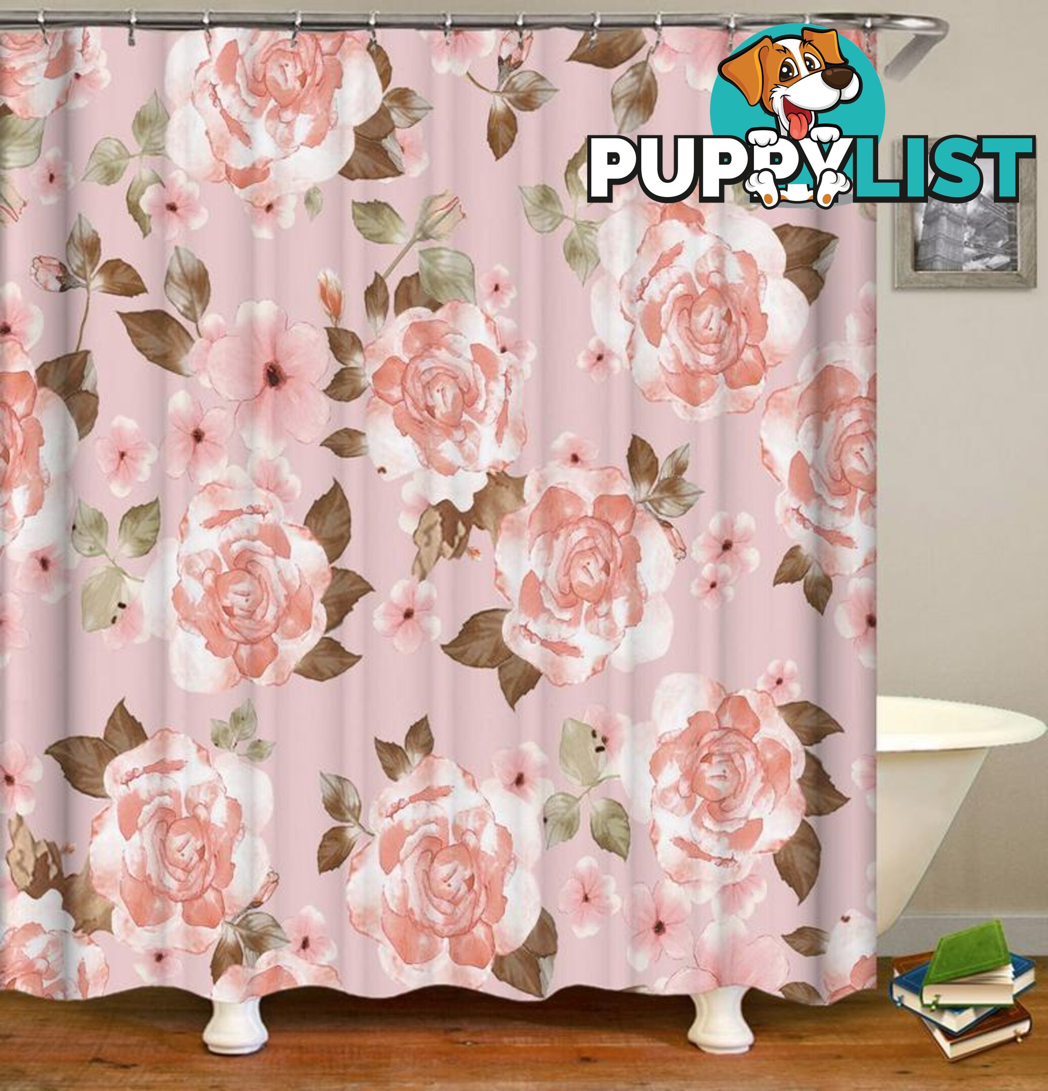 Classic Pinkish Flowers Shower Curtain - Curtain - 7427045972469