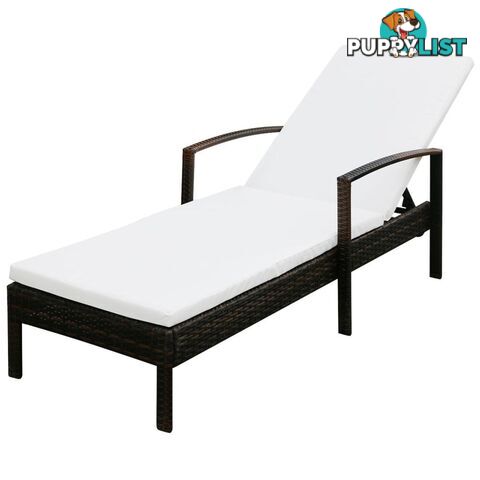 Sun Lounger With Cushion Poly Rattan - Brown - Unbranded - 4326500418807