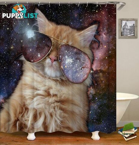 Galaxy Shades Cat Shower Curtain - Curtain - 7427046023726