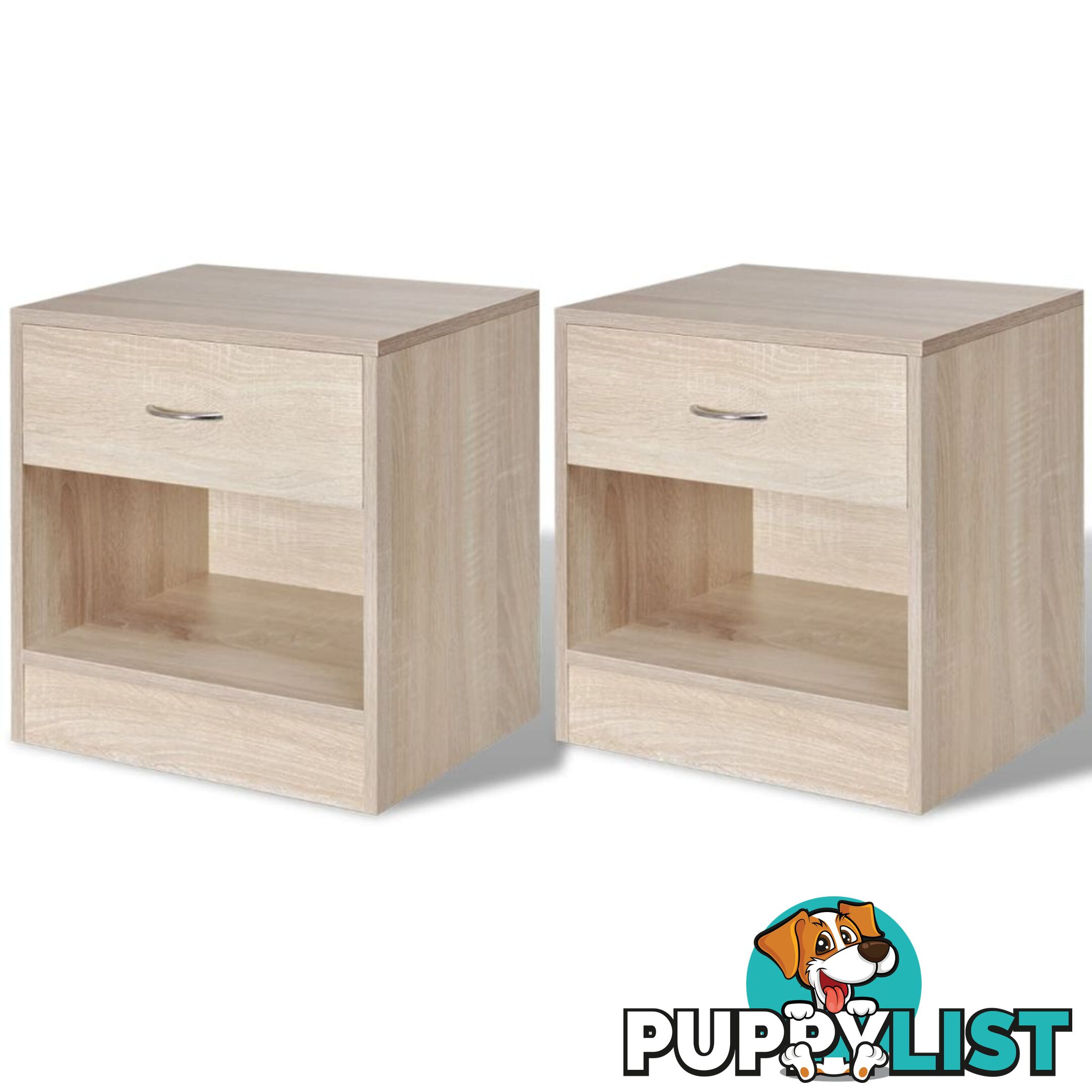 Bedside Cabinets With Drawer (2 Pcs) - Oak Colour - Unbranded - 4326500435057