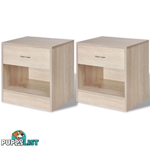 Bedside Cabinets With Drawer (2 Pcs) - Oak Colour - Unbranded - 4326500435057