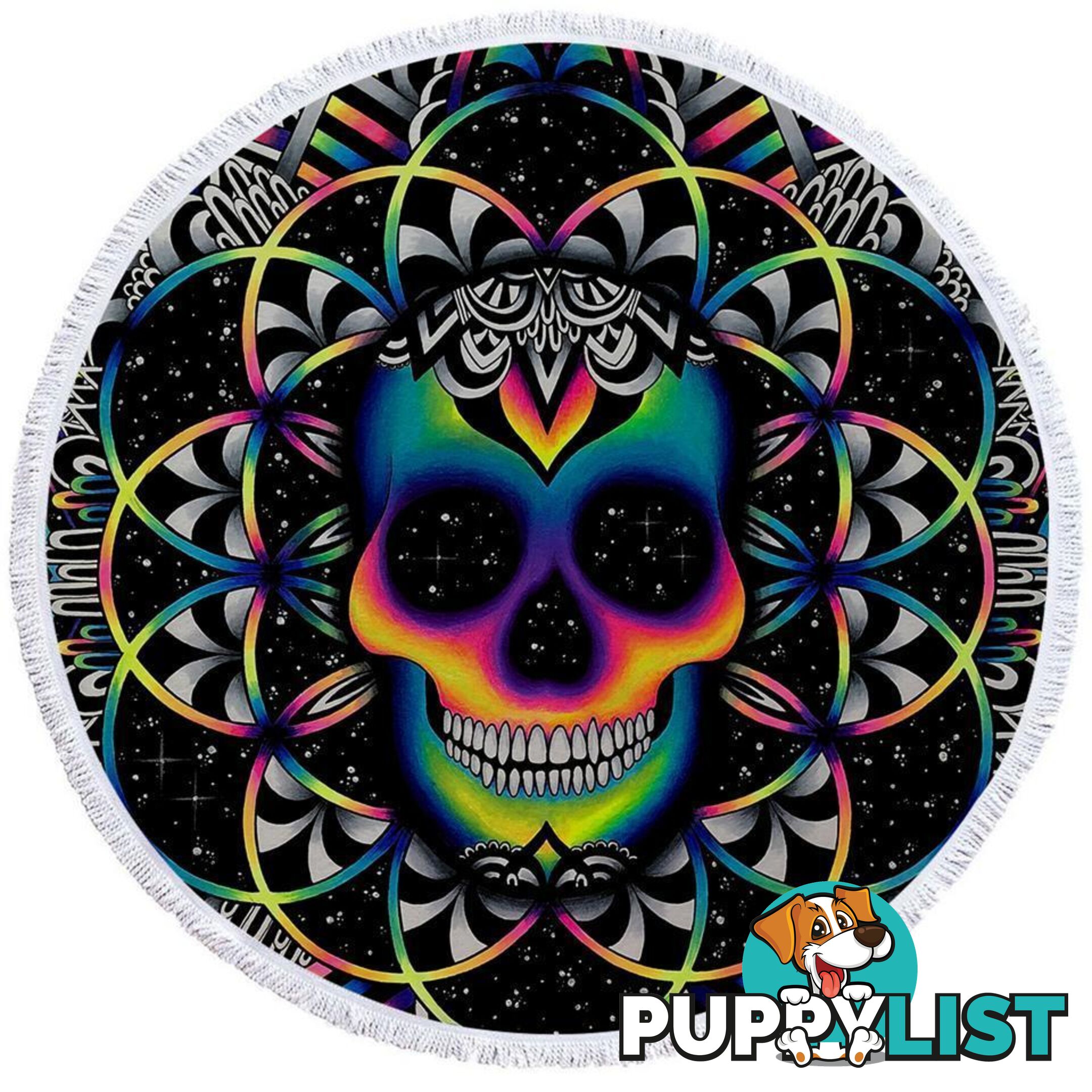 Happy Colorful Skull Beach Towel - Towel - 7427046312202