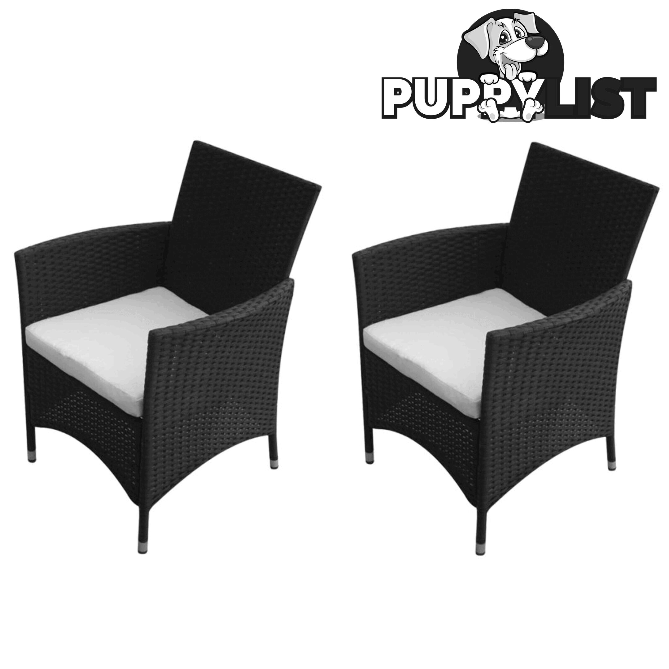 Garden Chairs Poly Rattan (2 Pcs) - Black - Unbranded - 4326500419026