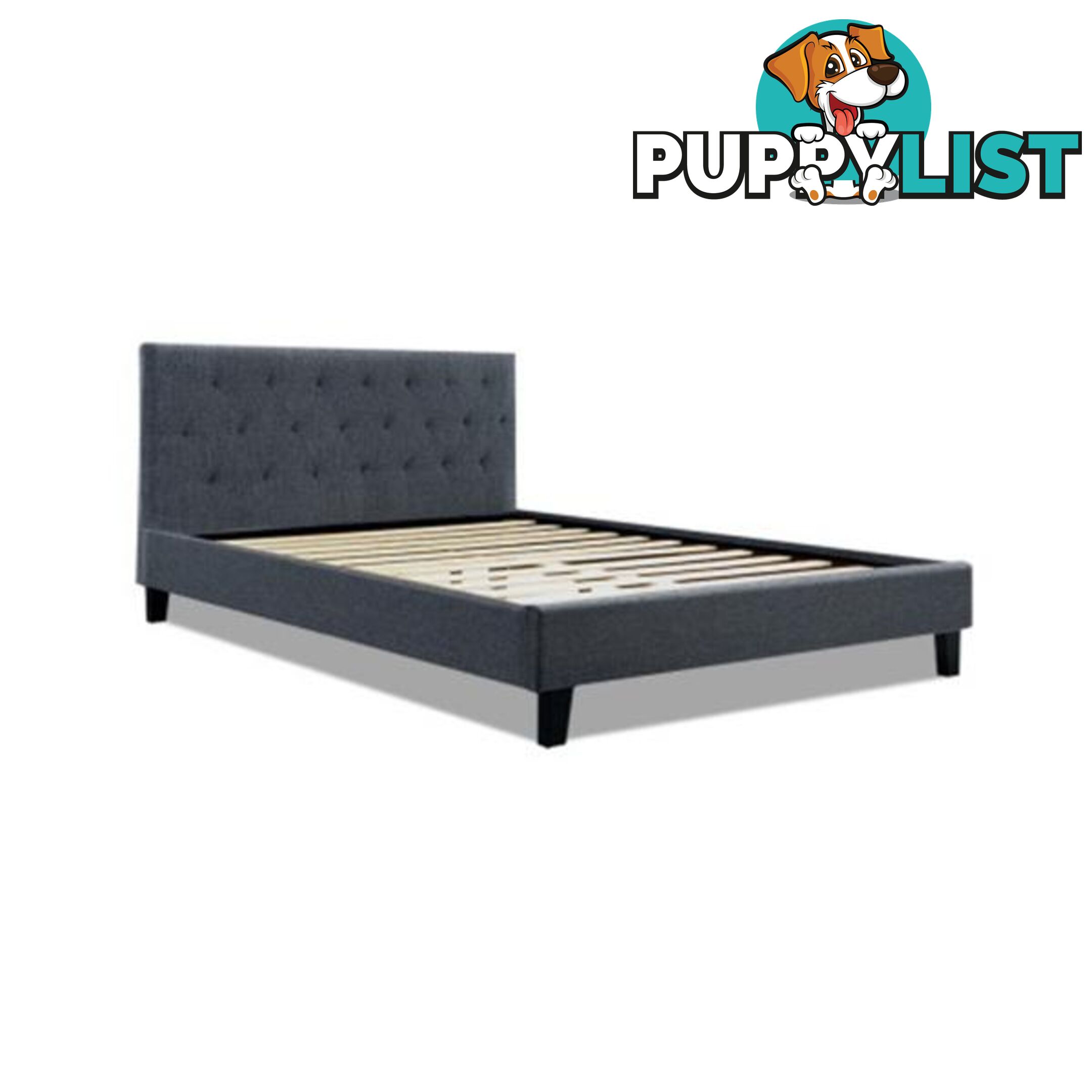 Queen Size Bed Frame Base Mattress Fabric Wooden Charcoal Vanke - Artiss - 7427046174121