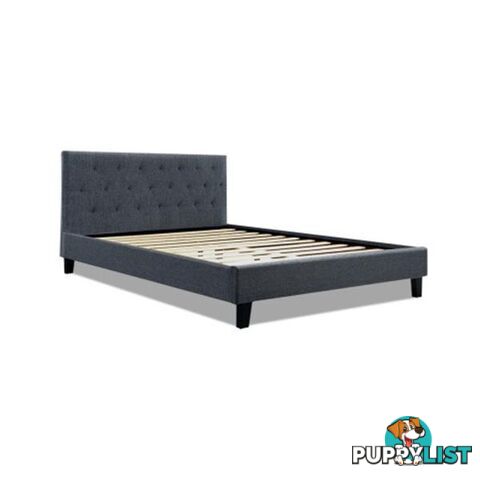 Queen Size Bed Frame Base Mattress Fabric Wooden Charcoal Vanke - Artiss - 7427046174121